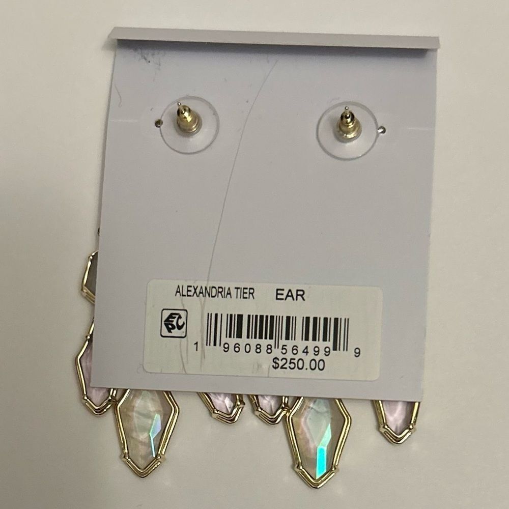 Kendra Scott Alexandria Gold Crystal Tiered Statement Drop Earrings NWT - Picture 6 of 6